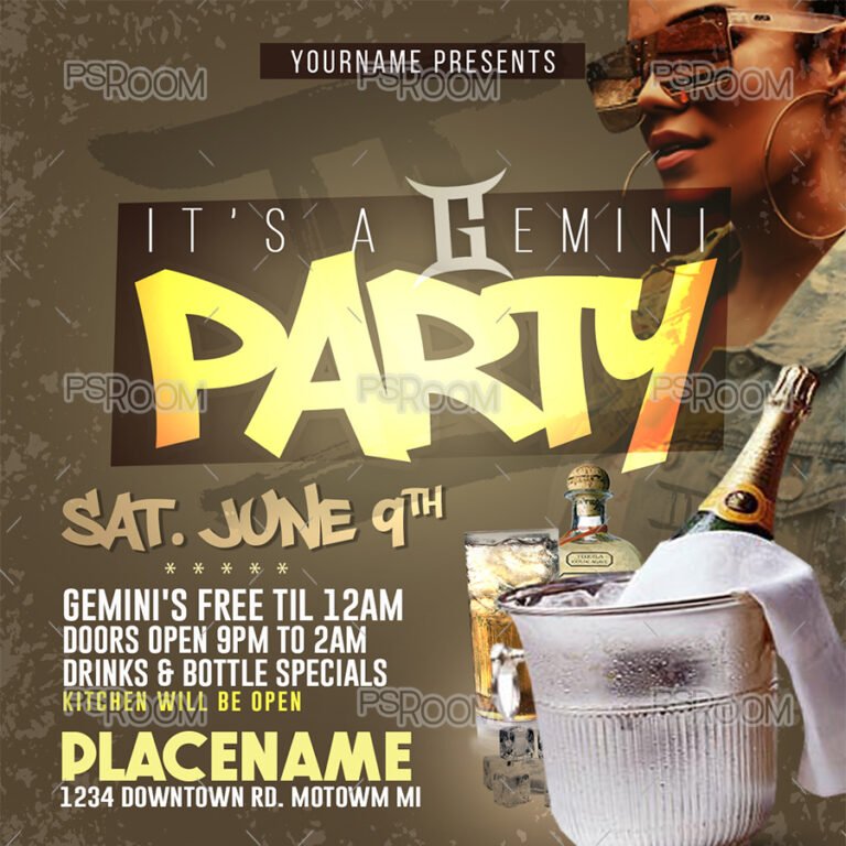 It's A Gemini Party Flyer
