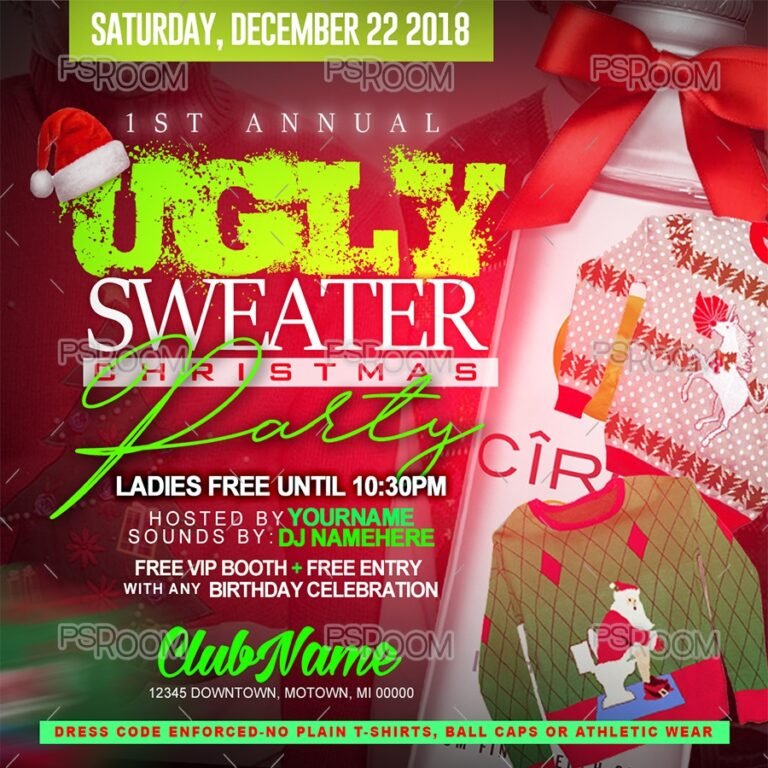 Ugly Sweater Xmas Party Flyer Template