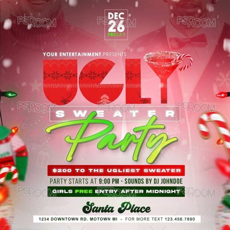 Ugly Christmas Sweater Party Flyer Template