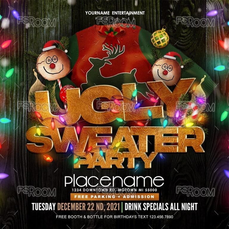 Ugly Christmas Sweater Party Flyer Template