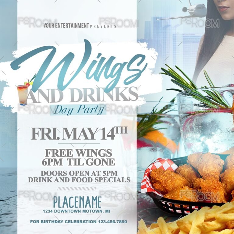 Wings And Drinks Day Flyer