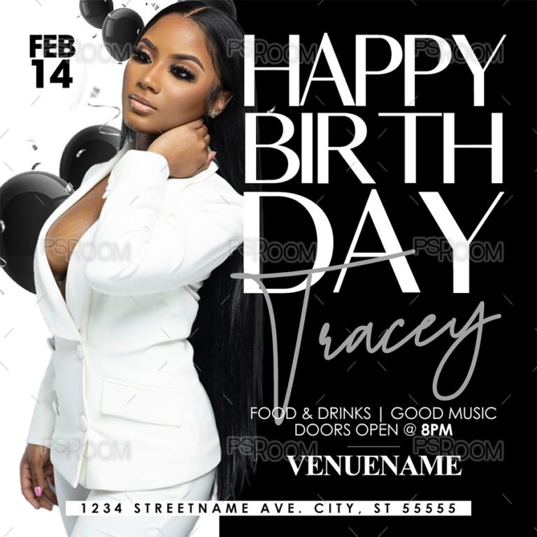 Black/White Birthday Invitation Flyer