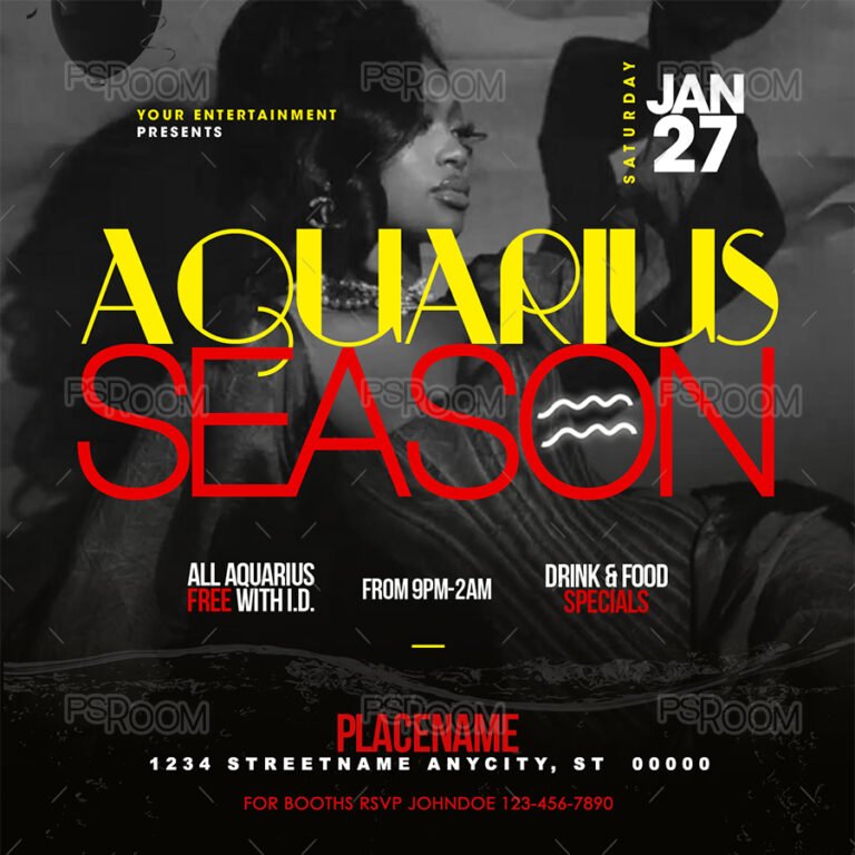 Aquarius Season Flyer Template