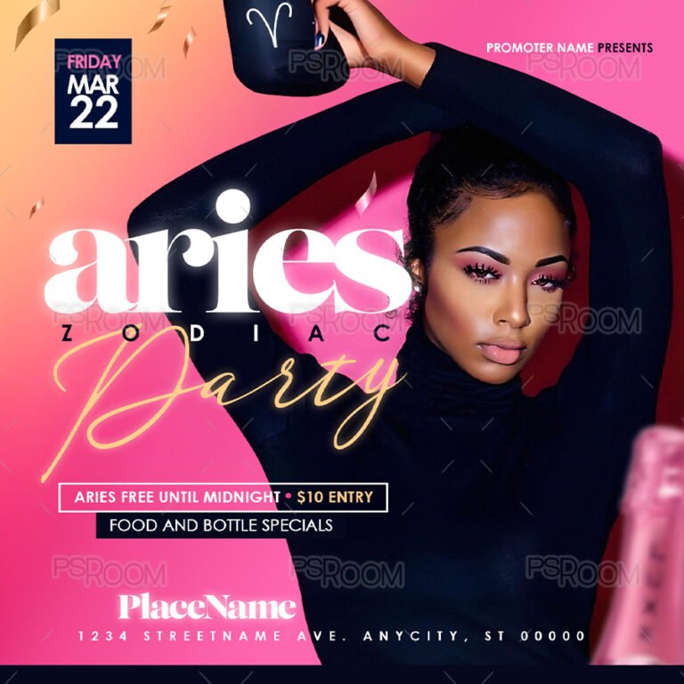 Aries Zodiac Party Flyer Template