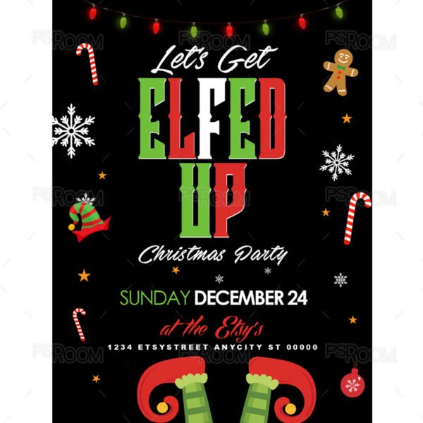 Let's Get Elfed Up Christmas Flyer Template