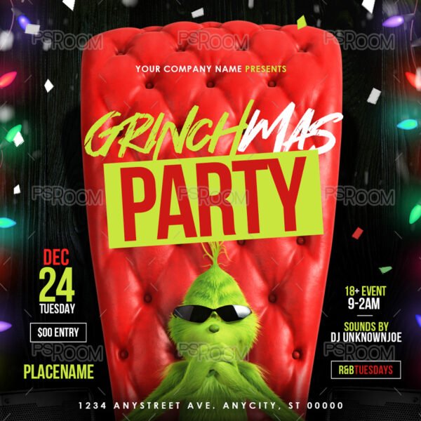 Grinchmas Christmas Party Flyer Template
