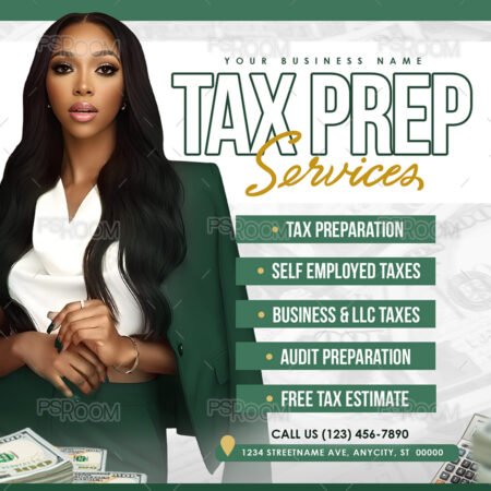 Green Tax Prep Service Flyer Template