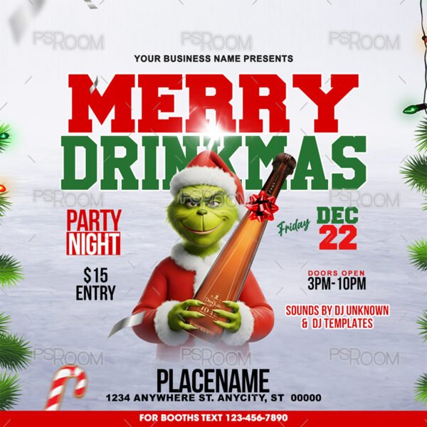 Merry Drinkmas Party Flyer Template