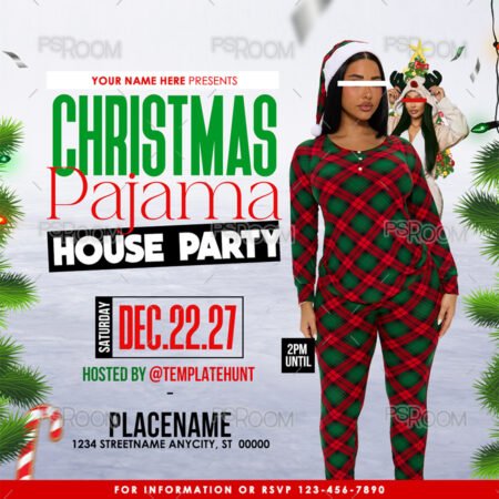 Christmas Pajama: House Party Flyer Template