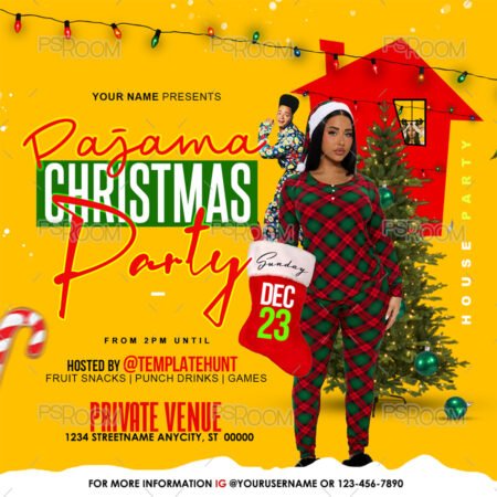 Pajama Christmas Party Flyer Template