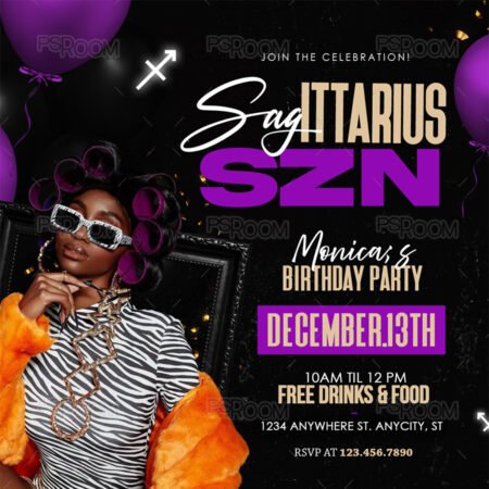 Sagittarius SZN Birthday Flyer Template
