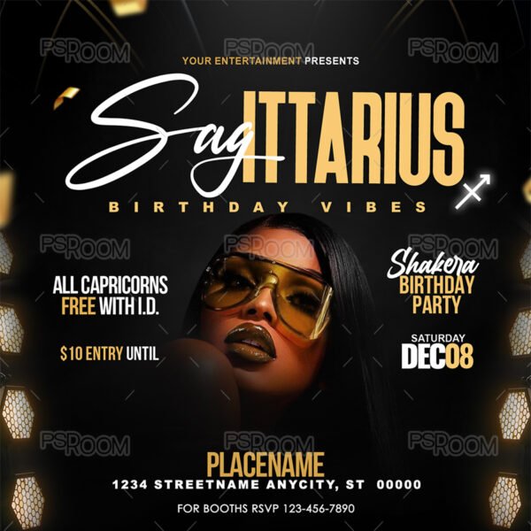 Sagittarius Birthday Vibe Flyer Template